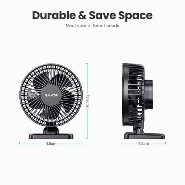 GAIATOP VENTILADOR MINI USB DESKTOP FAN PORTÁTIL, VENTILADOR DE REFRIGERÃO SILENCIOSA, AJUSTE DE 3 VELOCIDADES, ADEQUADO PARA HOME OFFICE