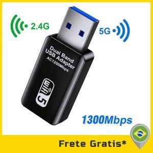 ADAPTADOR WIFI 5GHz USB 3.0 WIFI ETHERNET ANTENA DONGLE PLACA DE REDE MÓDULO PARA PC E LAPTOP