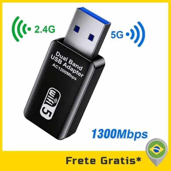 ADAPTADOR WIFI 5GHz USB 3.0 WIFI ETHERNET ANTENA DONGLE PLACA DE REDE MÓDULO PARA PC E LAPTOP