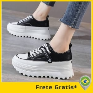 SAPATOS PLATAFORMA CHUNKY TÊNIS BRANCO CONFORTÁVEIS RESPIRÁVEIS PRIMAVERA OUTONO